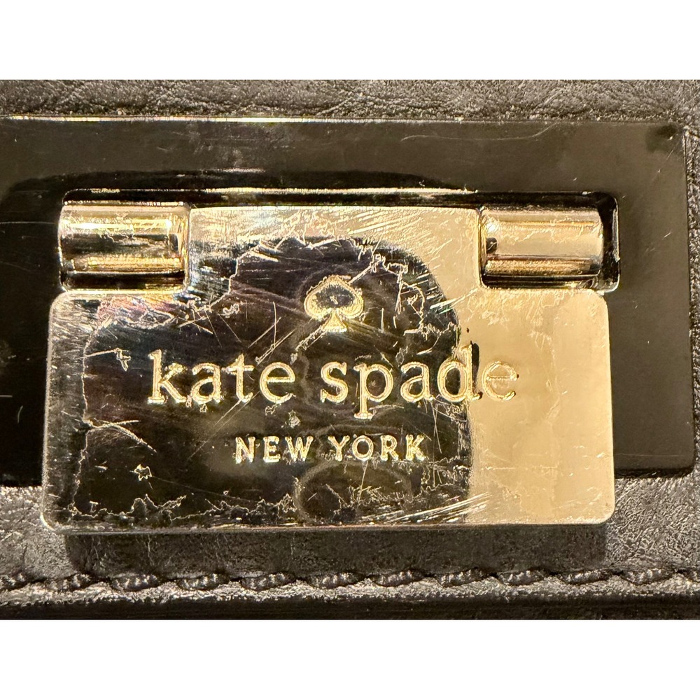 Kate Spade Black Pebbled Leather Suede Trim Crossbody Bag Top Handle Satchel - Picture 13 of 14
